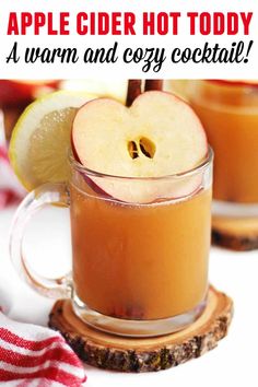 an apple cider hot toddy in a glass mug