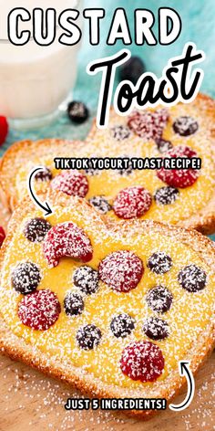 toast with berries and powdered sugar on top