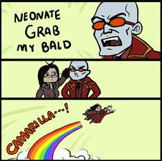 an image of a comic strip with the caption neonate grab my bald