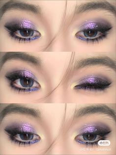 Purple Heart Makeup, Cute Makeup Purple, Lavender Smokey Eye, Purple And Black Eye Makeup, Smoky Purple Eye Makeup, Purple Makeup Looks Prom, Black And Purple Makeup Looks, Black And Purple Eyeshadow, Black And Purple Makeup