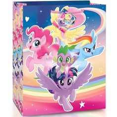 the little ponys are all together in this colorful box with stars and rainbows on it