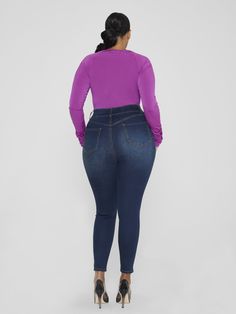 Plus Size High Rise Curvy Fit Skinny Jeans - Tall Inseam | Fashion to Figure Jeans Tall, Size 12 Fashion, Wardrobe Needs, Bodycon Jumpsuit, Fashion To Figure, Pullover Cardigan, Black Dresses Casual, Sweaters And Jeans, Plus Size Jeans