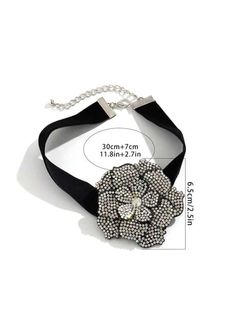 This Rhinestone Flower Decor Choker adds a touch of elegance to any outfit. The intricate flower design, adorned with sparkling rhinestones, creates a mesmerizing effect. Elevate your style with this stunning accessory that is sure to make a statement. * Return and exchange are not supported Rhinestone Flower, Black Choker, Flower Decor, Elevate Your Style, Flower Design, Flower Decorations, Flower Designs, Your Style, Choker