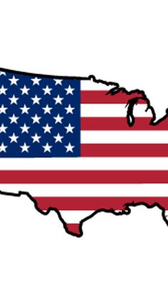 the united states with an american flag on it