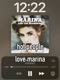 an mp3 player with the words marina and people love marina on it's screen