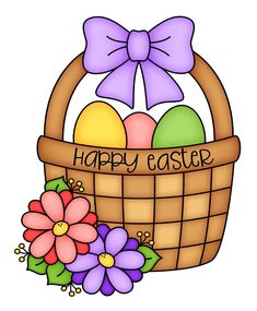 an easter basket with eggs and flowers