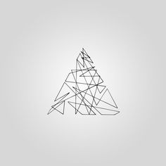 a black and white image of a christmas tree made out of lines on a gray background