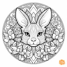 illustration of Easter-themed mandala art Bunny Coloring Pages, Relaxing Time, Hoppy Easter, Fantasy Fairy