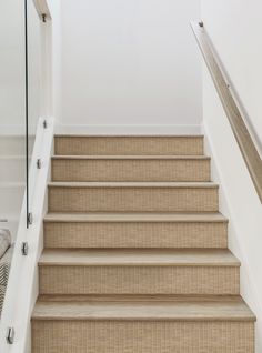 an image of a staircase with carpeted steps