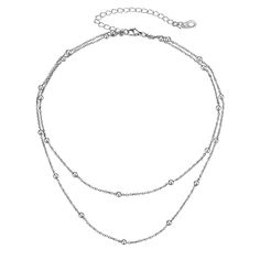 PRICES MAY VARY. 🧡【Double Layered Satellite Beads Choker】This shinning 2-layering chain is dainty and trendy, perfect for everyday wear. Can be worn on its own or layered with other chains & necklaces. 🧡【Material of Silver Choker Necklace】316l stainless steel, color not easily tarnish, lead nickel free. 🧡【Adjustable Beaded Necklace】14-16" in length with 3.5 in extender, strong and durable, you don't need to worry that it will break up suddenly, perfect for everyone to wear. 🧡【Occasion】This d Double Strand Beaded Chain Necklace, Double Strand Necklaces With Double Chain For Jewelry Making, Layered Beaded Necklaces, Boho Necklaces, Beads Choker, Double Layer Necklace, Choker Chain, Silver Choker Necklace, Layered Necklace Set