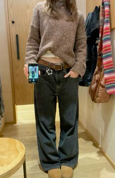 #outfitoftheday Casual Pinstripe Pants Outfit, Pinstripe Pants Outfit Aesthetic, Pinstripes Outfit, Grey Pinstripe Pants Outfit, Pinstripe Jeans Outfit, Blue Pinstripe Pants Outfit, Black Pinstripe Pants Outfit, Pin Stripe Pants Outfit, Striped Jeans Outfit