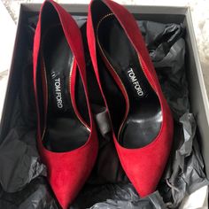 Sexy Red Suede Heels Size 38 Authentic Tom Ford Purchased From Saks. Signs Of Wear Shown In Pics Tom Ford Heels, Tom Ford Shoes, Red Suede Heels, Red Suede, Suede Heels, Christian Louboutin Pumps, Tom Ford, Shoes Women Heels, Christian Louboutin