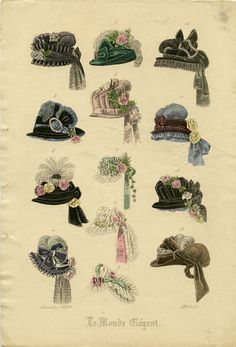 Victorian Hat History | Bonnets, Hats, Caps 1830-1890s Rose Bertin, Historical Hats, Women Fedora, Victorian Accessories, Womens Straw Hats, Vintage Style Hat, Bonnet Pattern, Victorian Hats, Steampunk Hat