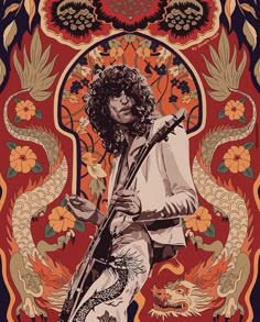 Jimmy page rock band music aesthetic boogiechildvintage psychedelic Rock N Roll Aesthetic, 60s Art, Cool Album Covers, Vintage Poster Art