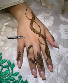 a woman's hand with hennap on it and flowers around the wrist