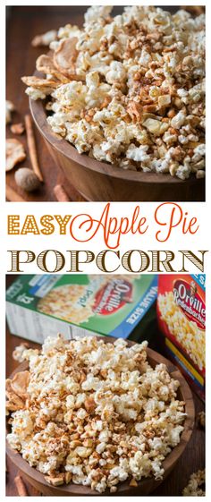 an easy apple pie popcorn recipe that is ready to be eaten