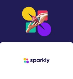 the logo for sparkly is shown above an image of hands holding scissors