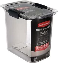 a plastic container with black lid and white label on the bottom that says brilliantance paintry