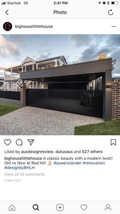 an instagramted photo of a modern house