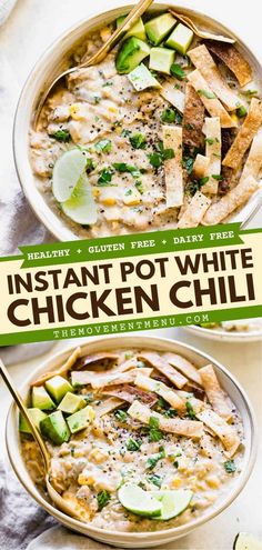 the instant pot white chicken chili is ready to be eaten