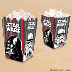 two star wars popcorn boxes filled with popcorn