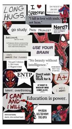 a collage of spider - man stickers with the words, i can and i will