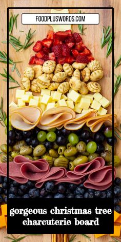 a christmas tree made out of different types of food