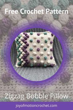 a crochet pillow is shown with the text, free crochet pattern