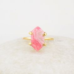 Rhodochrosite Ring, Rhodochrosite 8x15mm Hexagon Gemstone Prong Set Ring, Rose Gold Plated Ring, Sterling Silver Ring, Gift For Mom Item Code: BJ6047 Metal: 925 Sterling Silver Plating: 18k Rose Gold Plated Stone Detail:- Rhodochrosite 8x15mm Hexagon * Please note that there will be slight variations in stone texture and color shades in the actual product that you receive. Stone quality or grade will be same. * All our jewelry is Micron Plated which is higher quality as compared to Standard Plat Elegant Rhodonite Jewelry With Natural Stones, Rhodonite Gemstone Jewelry For Gift, Gift For Sister In Law, Rhodochrosite Ring, Rhodochrosite Necklace, Crystal Rhodochrosite, Gift For Sister, Set Ring, Stone Texture