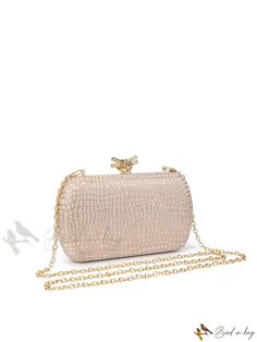 Bird in Bag - Glamorous Evening Clutch Bag Beige Crossbody Party Bag, Beige Crossbody Bag For Party, Party Beige Bag With Gold-tone Hardware, Gold Pattern, Evening Clutch Bag, Box Bag, Evening Clutch, Bird In Bag, Clutch Bag