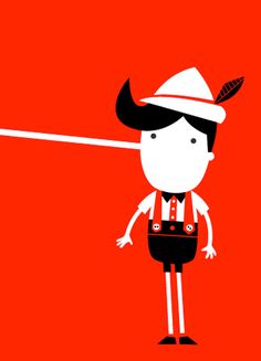 a person with a hat and an arrow on their head is standing in front of a red background