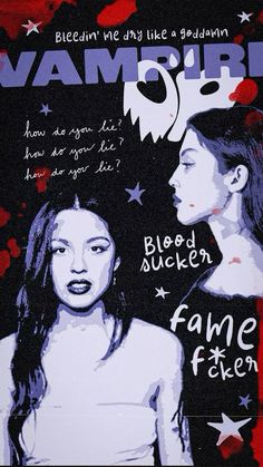 a poster with two women on it that says, vampire blood sucker fanned even