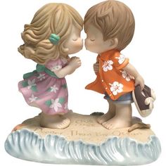 This Our Love Is Deeper Than the Ocean Bisque Porcelain Figurine looks great in collections and on mantels, nightstands, dressers, and desks. Makes a great gift for the grandmother who inspires you each and every day. Meticulously hand-sculpted in fine bisque porcelain and expertly hand-painted. | Precious Moments Our Love Is Deeper Than the Ocean Bisque Porcelain Figurine Porcelain / Ceramic in Brown / Orange / Pink | 5.5 H x 5.75 W x 4.25 D in | Wayfair Deeper Than The Ocean, Romantic Beach, Precious Moments Figurines, Romantic Vacations, Bisque Porcelain, Porcelain Dolls, Porcelain Figurines, Brown Orange, Baby Clothes Shops