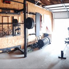 there is a bike rack in the garage