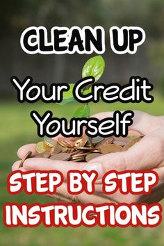 hands holding coins with the words clean up your credit yourself step by step instructions on it