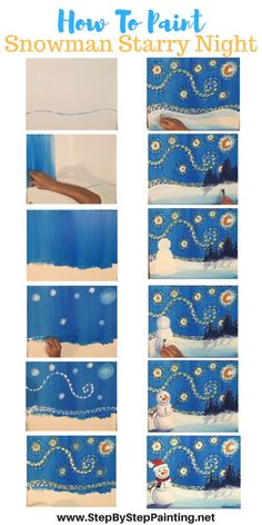 step by step instructions for how to paint snowman starr night