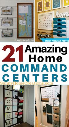 there are many pictures on the wall with letters and numbers in them that say, amazing home command center