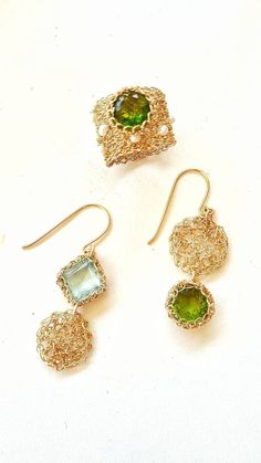 Glam up with the distinct charm of these mismatched statement gold earrings.  Unique handmade Asymmetrical earrings with Blue Topaz and Peridot.  Simple colorful earrings that can add some fun to any outfit!  Gorgeous handmade earrings that are perfect for the summer.  Special gift for your loved ones, your mom, your friend, your teacher, or even for YOURSELF!  They will bring joy on every occasion: birthday, anniversary, Christmas, Mother's day, retirement party,... One of my new favorites! The Gold Drop Earrings With Unique Variations, Statement Gold Earrings, Long Earrings Gold, Long Gold Earrings, Asymmetrical Earrings, Light Earrings, Gold Statement Earrings, Summer Special, Statement Earring