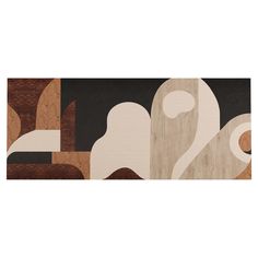 an abstract painting with white and brown shapes on black background by corbi studio