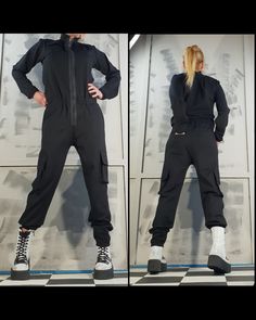 "Black Harem Jumpsuit , Asymmetryc Loose Jumpsuit , Extravagant Cotton Jumpsuit, Plus Size Clothing, Women Overall, Avant Garde Clothing ❤️ Extravagant designs and high quality fabrics! ❤️ Materials & Care Punto Hand wash at low temperatures. Do not machine dry. Do not iron. Do not dry clean! ❤️ Sizing We can make your piece from XS to 5XL! Everything in the shop can be also made according to your measures free of charge! ❤️ Shipping ✈ Ready to ship The time I need to prepare an order for sh Techwear Jumpsuit, Compressive Functional Sport Jumpsuit/romper, Military Style Long Sleeve Cotton Jumpsuits And Rompers, Military Style Jumpsuits And Rompers With Pockets, Chic Black Non-stretch Jumpsuit/romper, Womens Black Jumpsuit, Gothic Pants, Harem Jumpsuits, Pocket Jumpsuit