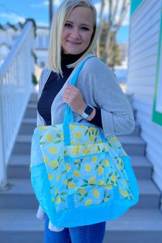 This light weight and airy bag is great for a quick grab-and-go scenario. You can fold it up to store away, then grab it when needed. It is great for the beach, grocery store, or any other errands and activities! Summer Nylon Bags For Beach, Summer Nylon Bags For Beach Season, Summer Nylon Bags For Vacation, Nylon Beach Bag For Vacation, Summer Nylon Bags For Outdoor Activities, Nylon Beach Bag For Beach Season, Casual Nylon Beach Bag, Nylon Bags For Outdoor Activities In Summer, Blue Nylon Beach Bag