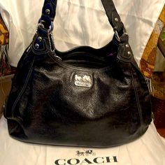 Beautiful Coach Maddison Maggie Satchel With Extra Bling!!!! Vintage They Don’t Make Them Like This Anymore!!! Coach Satchel, Bags Coach, Vintage Coach, Satchel Bags, Coach Bags, Black Silver, Satchel, Bag Lady, Silver