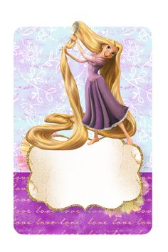 a girl with long blonde hair is holding a wand and standing on top of a sign