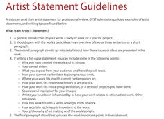 a paper with the words art statement guidelines written in red and black on top of it