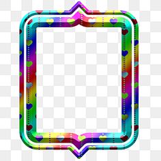 a rainbow colored frame with hearts on it, transparent background png and psd