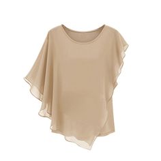 Material:Chiffon,Cotton & Polyester. Colors: Khaki, Royal Blue, White, Black & Highlight Yellow To Choose From. Style:Short Sleeve O Neck,Butterfly/Bat Wing With Ruffles. All Given Sizes Are Approximate & Can Vary By 1" +/- Length:Shoulder:Bust M: 22" 14" 34" L: 22.5" 14.5" 35.5" Xl: 23" 15" 37" Summer Chiffon Blouse, Áo Blu, Chiffon Tops Blouses, Chiffon Long Sleeve, Loose Blouse, Chiffon Shirt, Chiffon Blouse, Mode Inspiration, Casual T Shirts