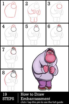 step by step drawing instructions for how to draw an animated hippo from the movie