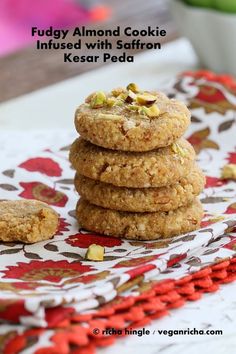 a stack of cookies sitting on top of a table