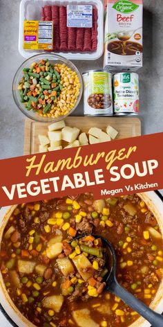 the hamburger vegetable soup is ready to be eaten