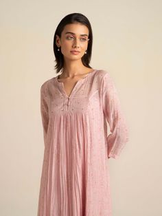 Chanderi Dress, Rose Pink Dress, Poppy Dress, Fashion Sketches Dresses, Sketches Dresses, Kurti Neck Designs